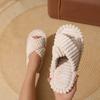 Women's Home Slippers Winter Plush Cross Strapped Cotton Slippers Women's Home Skin Friendly Plush Slippers Women Flat Bottom