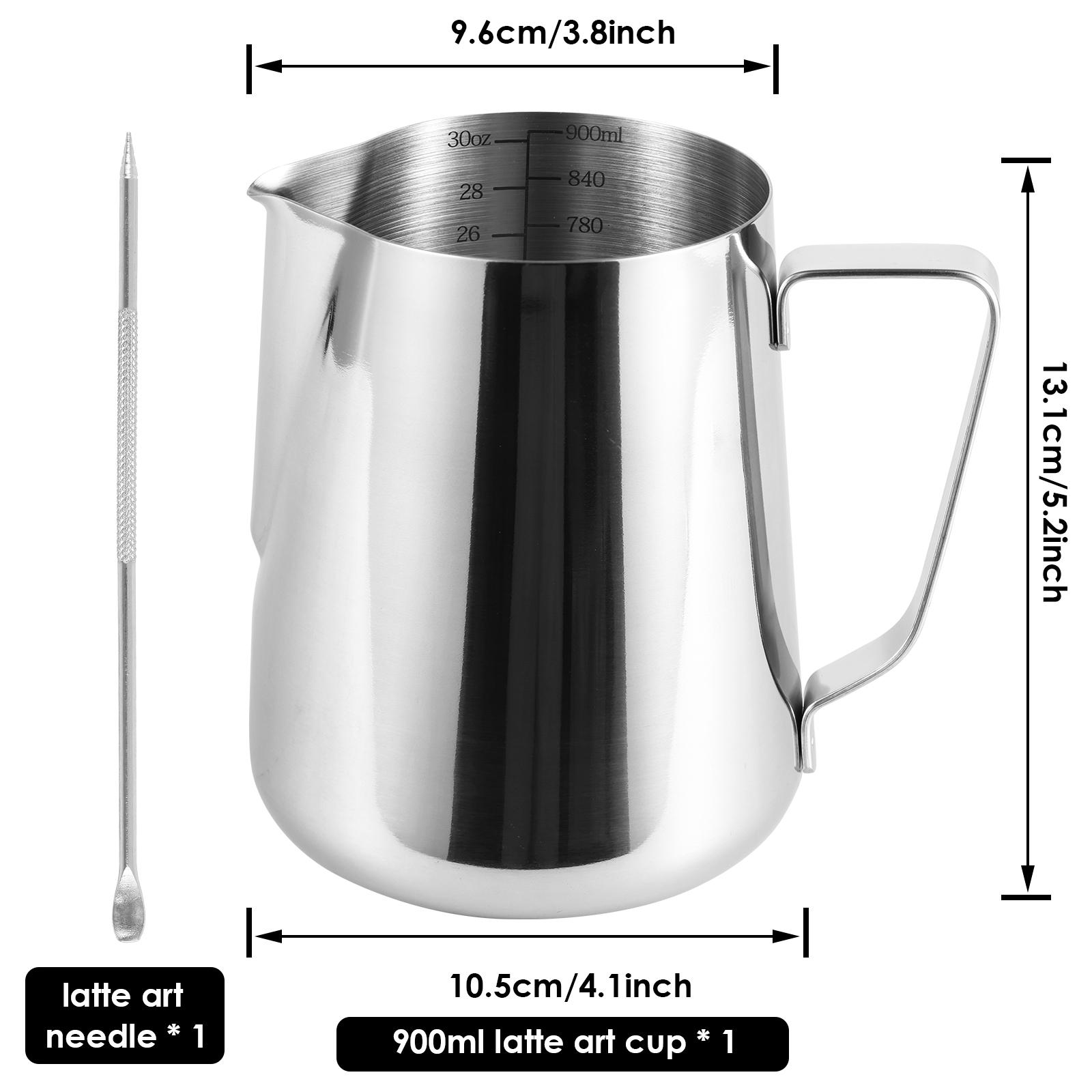 900ML Coffee Latte Art Cup Milk Frothing Pitcher Stainless Steel Espresso Steaming Barista Latte Frother Cup Cappuccino Milk Jug 900ML