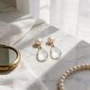 Vintage Style Large Gemstone Earrings With Elegant Water Drop Design For Women