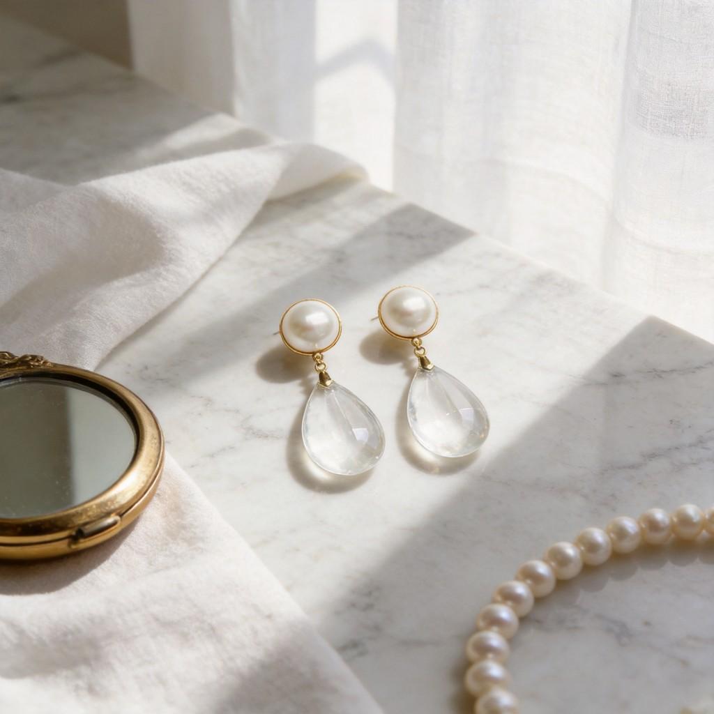 Vintage Style Large Gemstone Earrings With Elegant Water Drop Design For Women