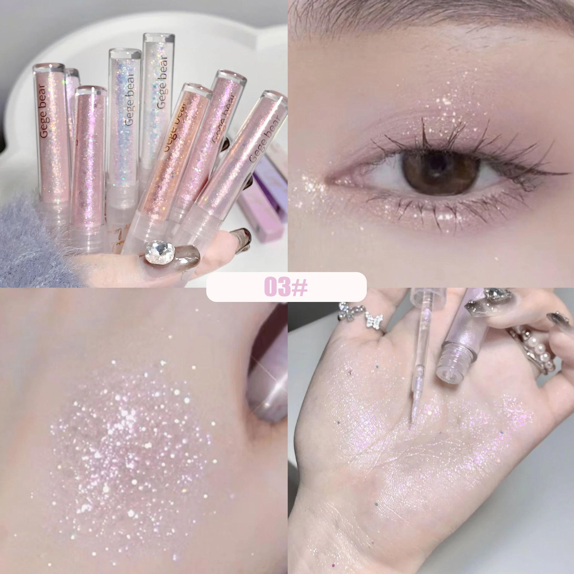 

Жидкие тени для век с блестками, подводка для глаз с перламутром, тонкая вспышка, осветляющие тени шелкопряда, палочка для теней для век