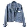 Women's Casual Korean Style Short Denim Jacket - Washed, Slimming, Spring/Autumn 2025