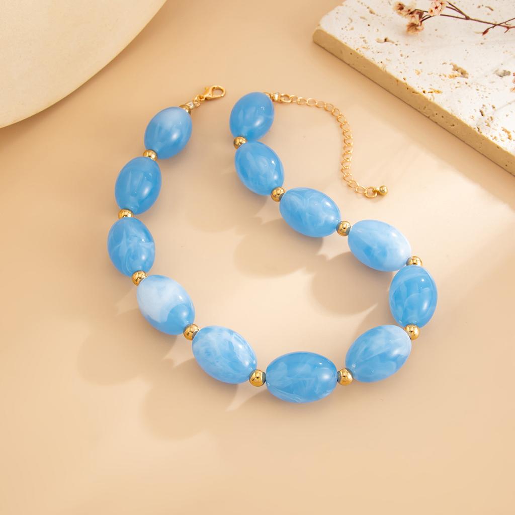 Vintage Resin Beads Choker Necklace for Women Jewelry Party Gift