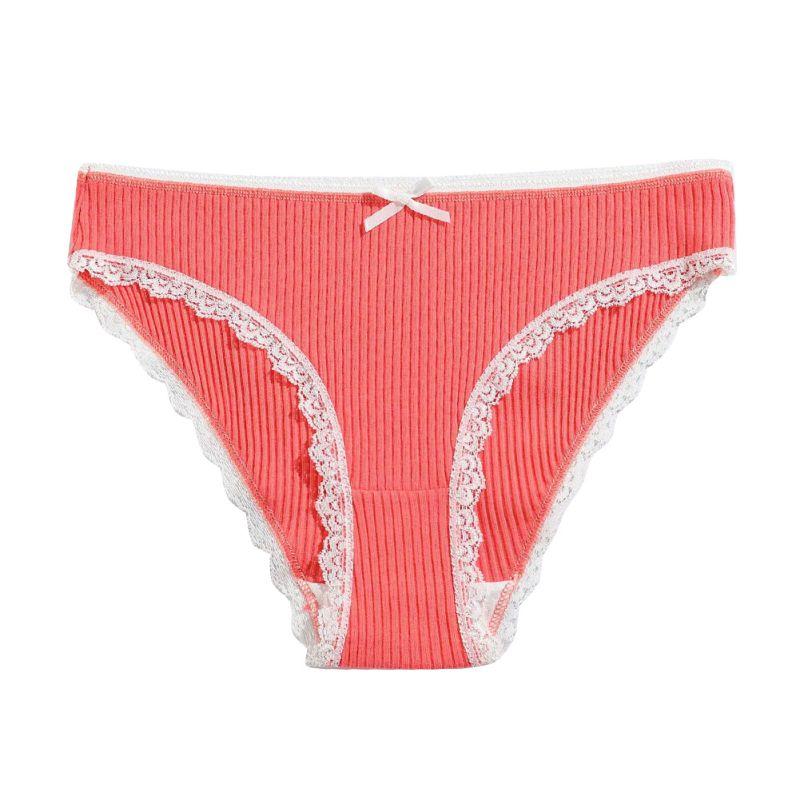 Women's Solid-Color Low-Rise Lace-Trim Panties