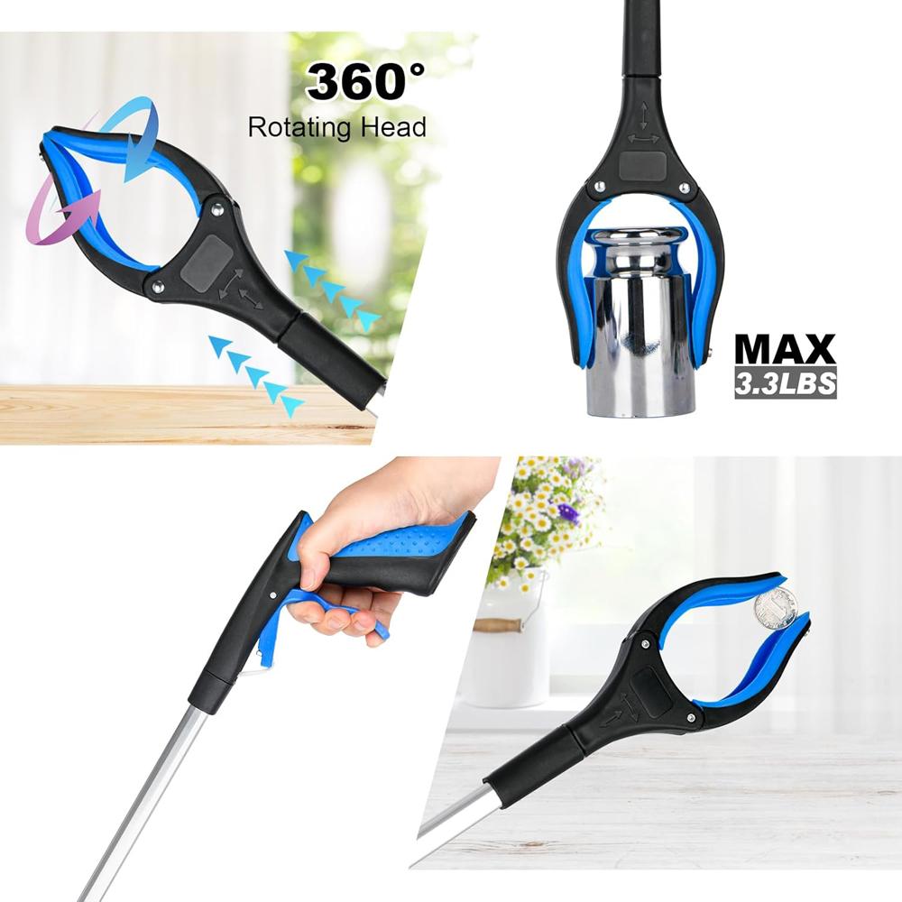 Grabber Reacher Tool Foldable Reacher Grabber Pickup Tool with 360° Anti-Slip Rotating Jaw & Magnet, Mobility Aid Reaching tool