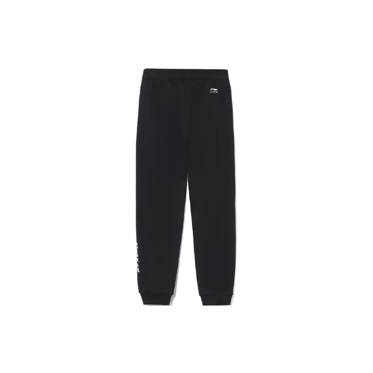 Li Ning X Disney Letter Print Fleece Warm Cuffed Sports Pants Women Bottoms Black AKLR682-1
