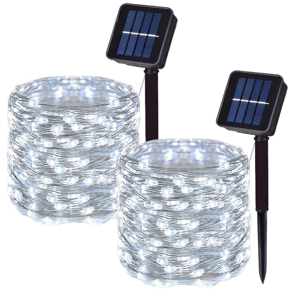 Outdoor Solar String Light LED Fairy Garland Copper Wire Light Garden Yard Party Christmas Decoration Lamp 8 Mode