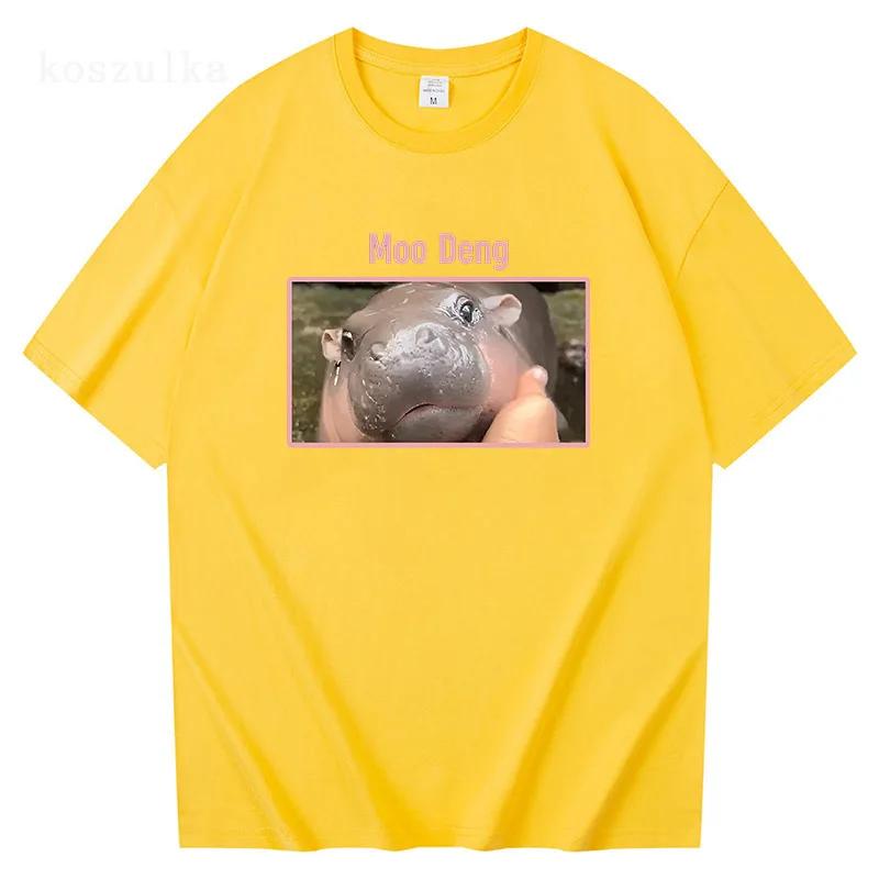 

Vintage Moo Deng Face Cute Baby Hippo T Shirt Men/women Clothing Harajuku Tops Unisex Cotton Graphic T Shirts Clothes Streetwear 4XL