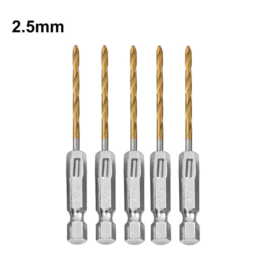 1/4 Inch Hex Shank Drill Bits 5pcs HSS Set 1 5 6 5mm Reliable Performance