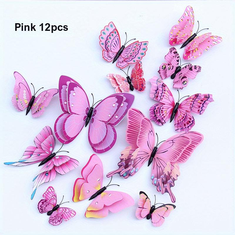 12pcs DIY Wall Art Magnet Stickers 3D Double Layer Butterflies Wall Stickers Living Room Decor Wedding Kids Room Decoration