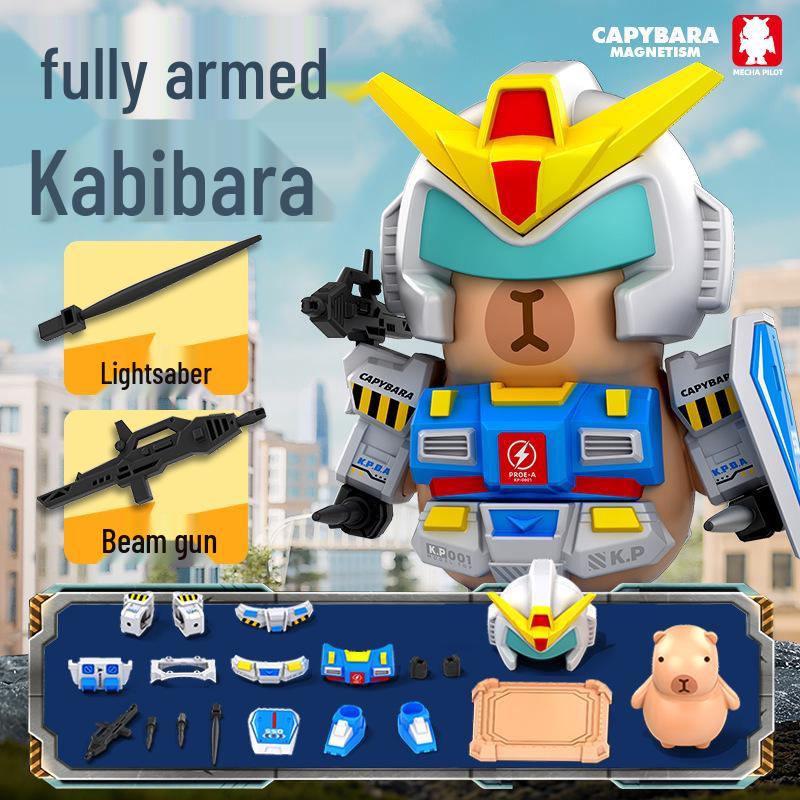 Transformable Steel Mecha Capybara Robot Toy - Creative Magnetic DIY Ornament
