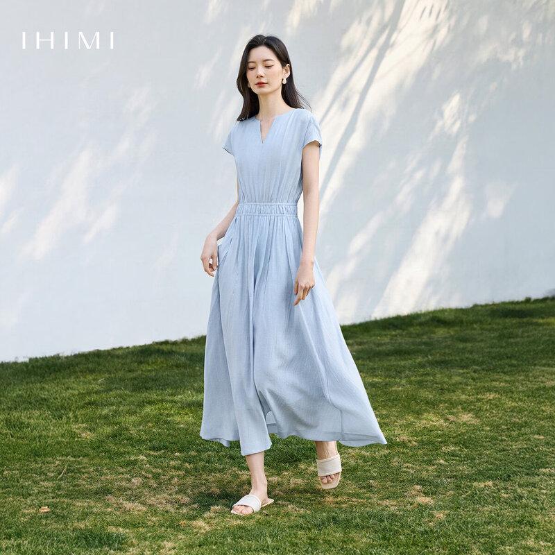 IHIMI Elegant Embroidered V-Neck Summer Dress XL