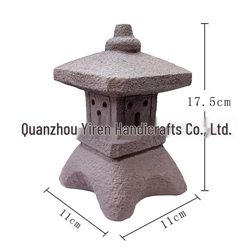 Solar Chinese Palace Lantern: Outdoor Zen Pagoda Statue Ornament, Resin Craft