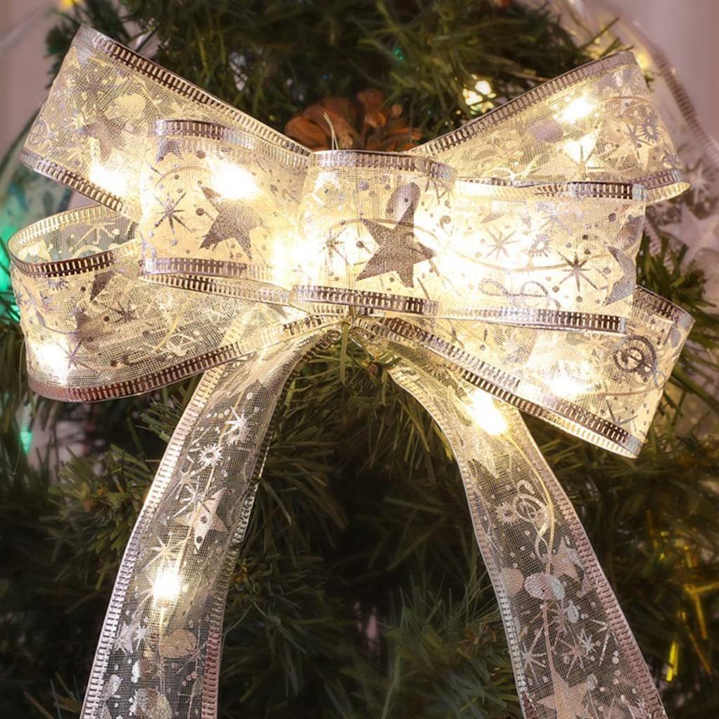 Christmas Ribbon LED String Lights, Christmas Decorations, Christmas Tree Ornaments, Gifts, Hot Foil Double-layer Ribbon