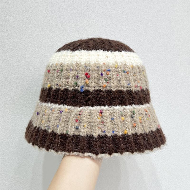 Dzianinowy Kapelusz Rybacki dla Kobiet Jesień i Zima Ciepła Ochrona Uszu Wszechstronny Kapelusz Bucket z Przędzy