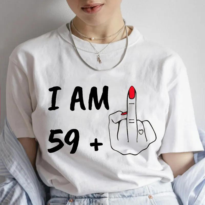 60th Birthday Shirt for Women Clothing I Am 29  39 49 59 Plus Middle Finger Fashion Y2k Graphic Tops Summer Short Sleeve Tees