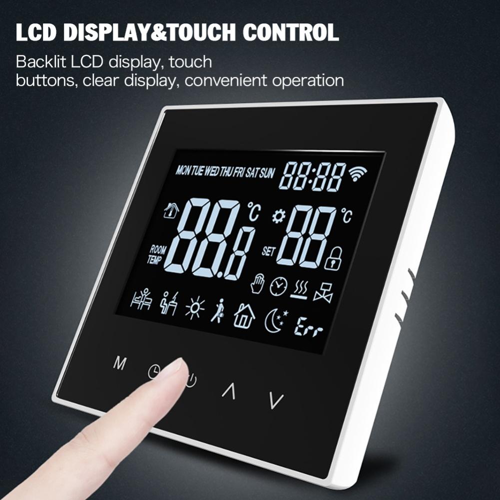 Smart Thermostat Featuring Custom Scheduling through App Wide Temperature Range and LCD Screen for Precise Heating Regulation