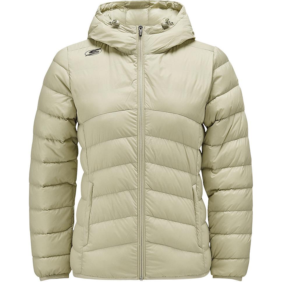 Skechers Basic Sports Series Quilted Woven Short Comfortable Hooded Outdoor Lightweight Down Jacket Women outerwear Durable-Gray P424W147-027B S