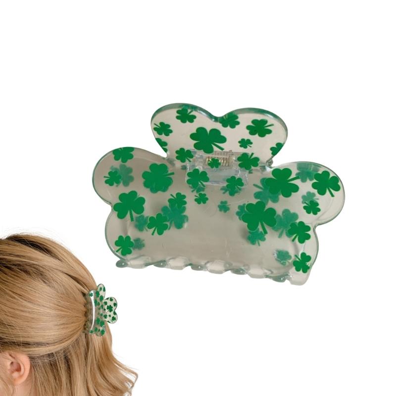 Shamrock Hair Clip For StPatricks Day Slip Resistant Acrylic Hair Claw Clip For Women Girl And Kids Festival Event
