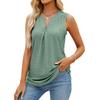 Women Solid Color V Neck Sleeveless Perforated Loose Casual Summer Tank Top