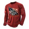Men's Casual Long Sleeve Shirt Graphic Print Independence Day Style Lettering Design Crew Neck Comfortable Fit