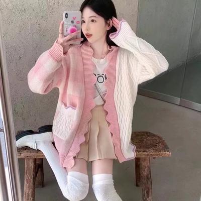 Gentle Wind Sweater Jacket Cardigan Female Early Fall Loose Niche Super Fairy Color Collision Long-sleeved Blouse