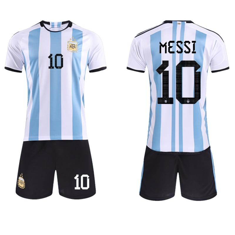 Argentina Messi #10 Soccer Jersey Set Quick Dry Breathable Adult Youth Football Kit