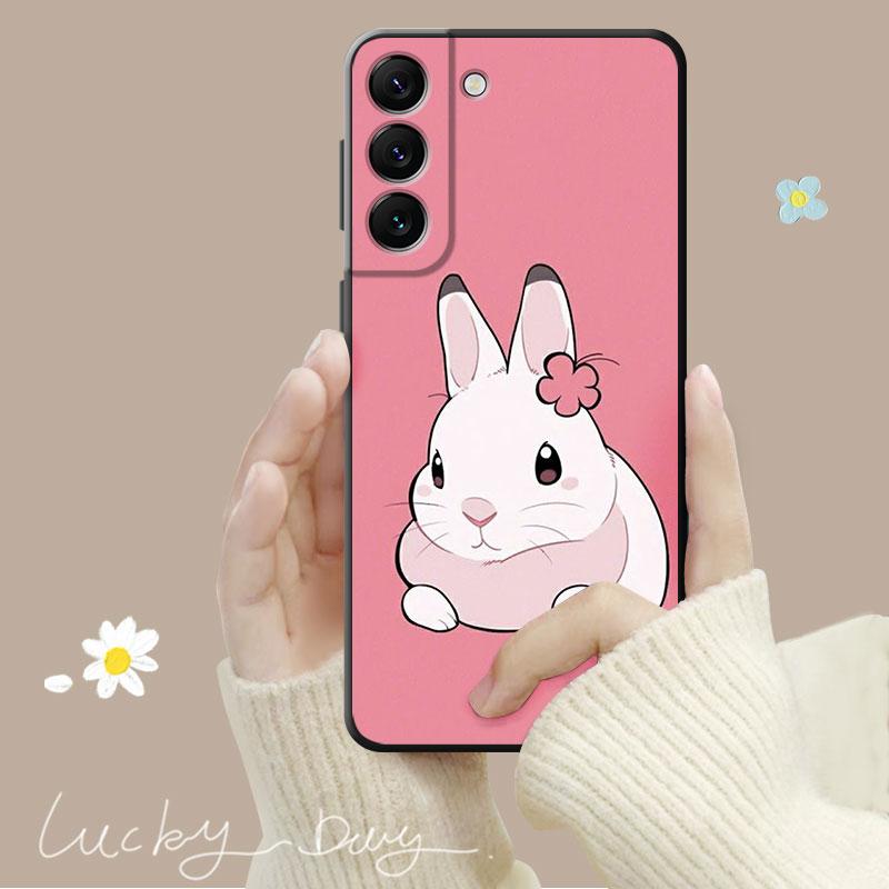 Flower Love Pink Cute Rabbit Phone Case For Samsung Galaxy S22 S21 S20 Fe Ultra S10 S9 S8 Plus S10e Note 20ultra 10plus Shell