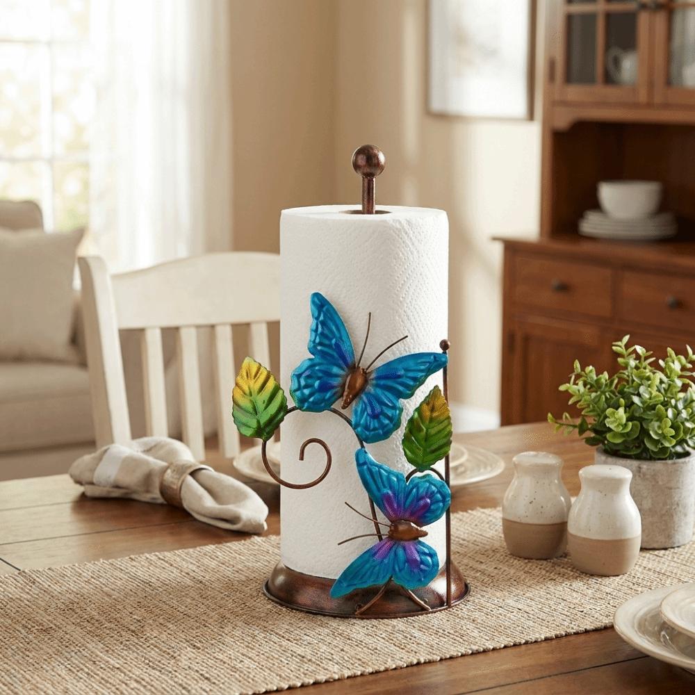 Freestanding Butterfly Paper Towel Holder One-handed Tear Standing Toilet Paper Holder  Kitchen