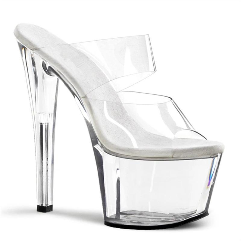 

Размер 34-46 Летние новые туфли-стилеты, темпераментные босоножки на высоком каблуке с открытым носком и ремешком на щиколотке женские 46 прозрачный