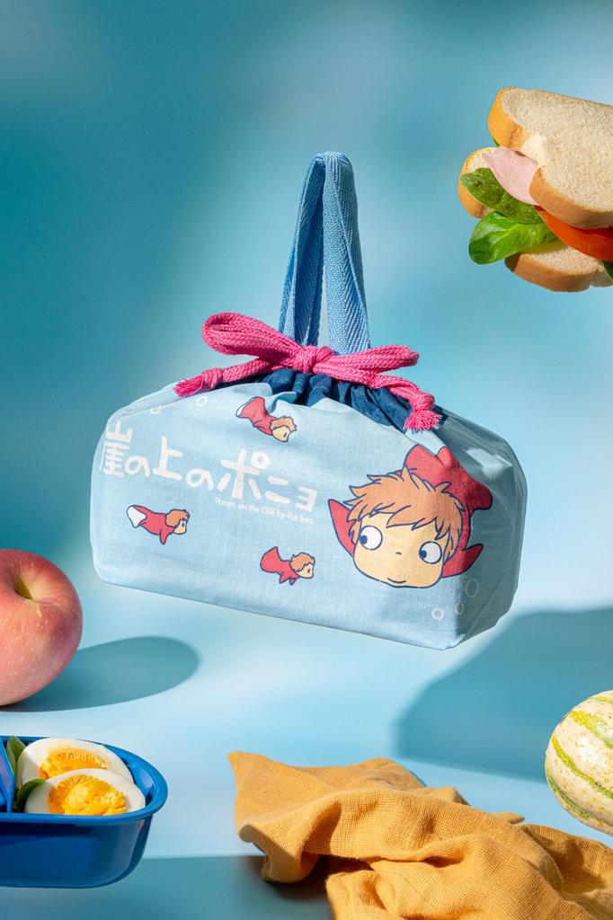 Skater Drawstring Lunch Made in Studio Ghibli Ponyo on the Children's Bag, Japan, Cliff, Sisters, Girl, KB7-A