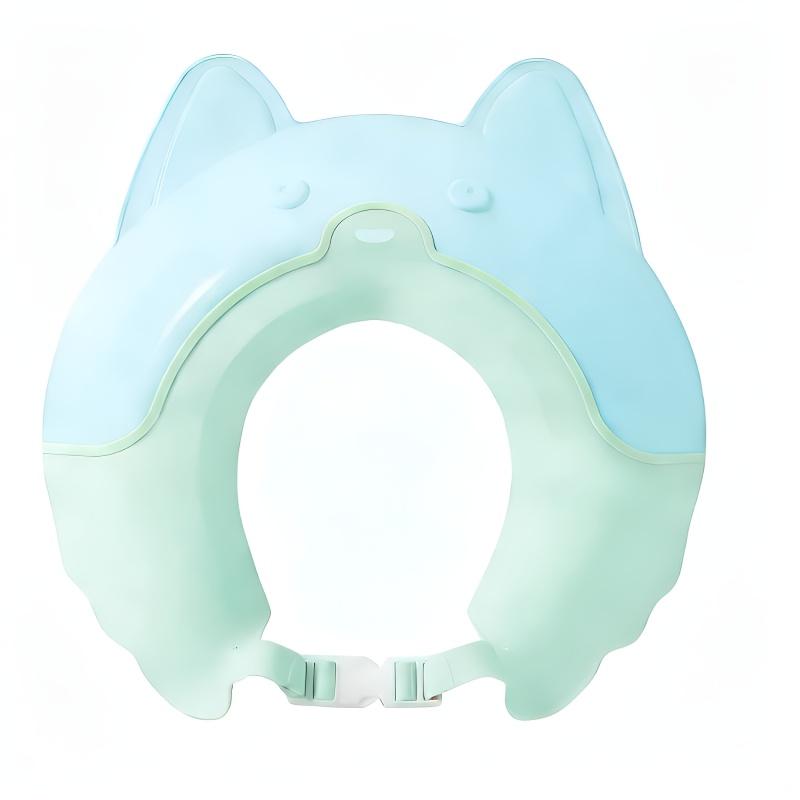 

Adjustable Baby Shower Cap Cartoon Cat Shape Toddler Bath Visor Hat Soft Silicone Hair Washing Eye Ear Protection 1 piece pack светло-синий