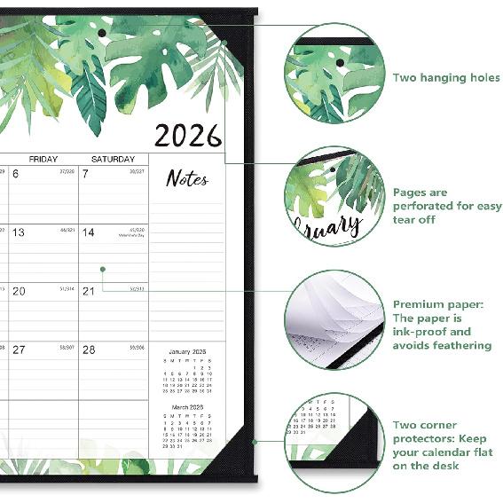 2026 Desk Calendar - Jan 2026 - Dec 2026, 12 Months Large Monthly Desk Calendar, 22" x 17", Desk Pad, Large Ruled Blocks, to-do List & Notes, Best
