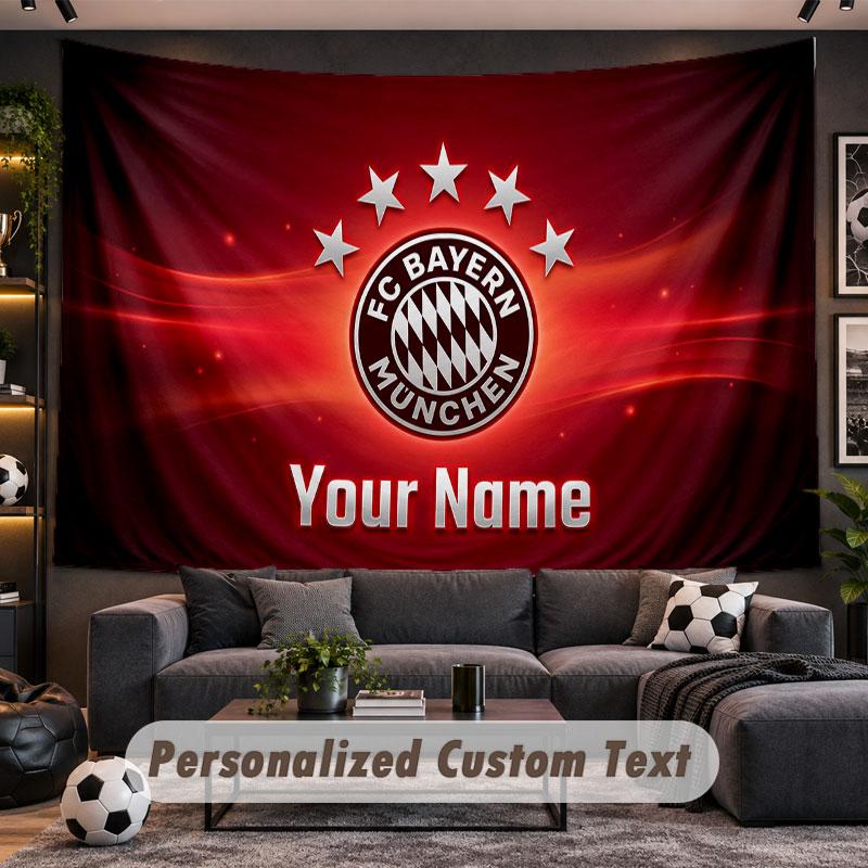 Wall Hanging Tapestry Custom NameBayern Munich Pattern Personalized Printed Fabric Wall Decor