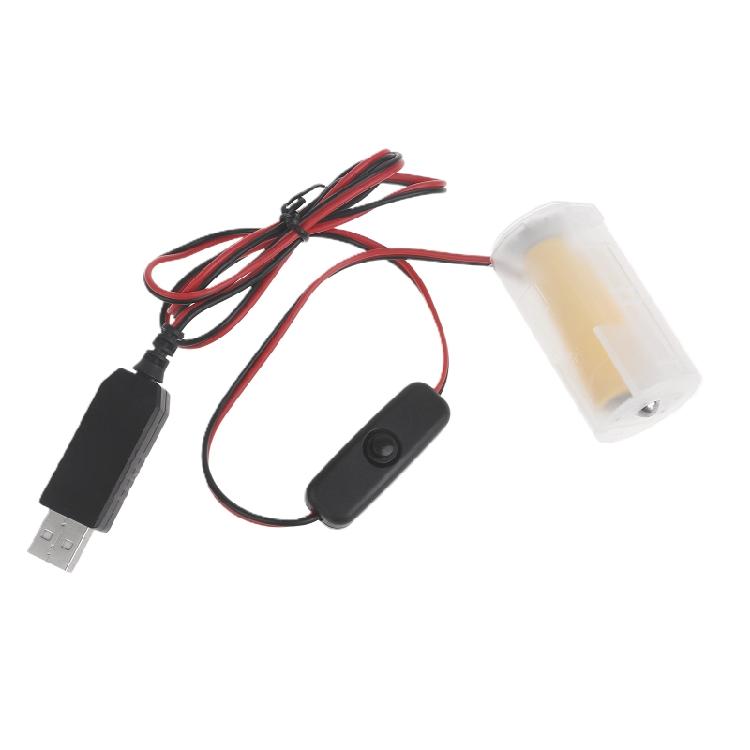 USB 5V2A to LR20 D Dummy Battery Power Cable Cord Replace 3pcs LR20 D Batteries