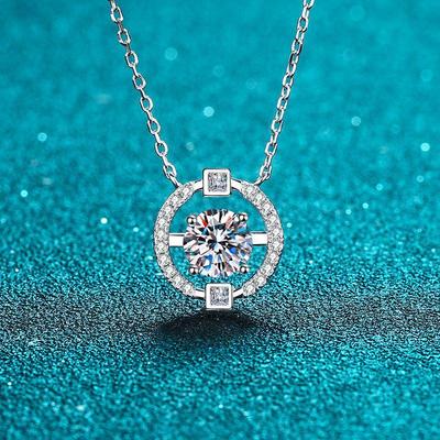 Collar de Plata de Ley Moissanita - Colgante de Moda Coreana para Mujer 925