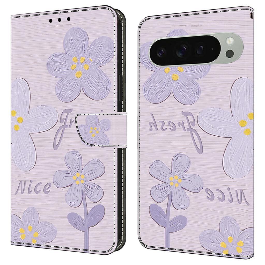 For Google Pixel 9 Pro XL Case Pattern Printing Anti-Drop Leather Flip Wallet Phone Cover