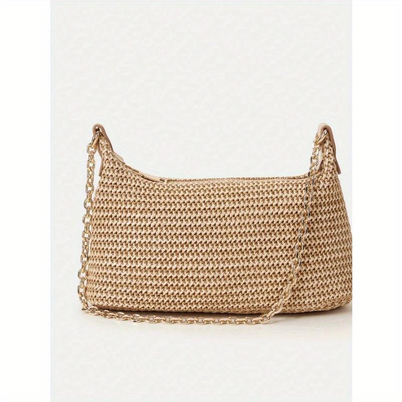 New Arrival Fashionable Bohemian Style Woven Rattan Bag with Chain Strap, Shoulder Bag, Suitable for Daily Casual, Vacation, Shopping