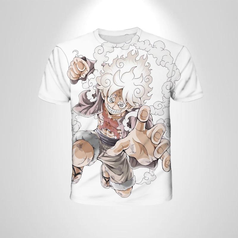 Cartoon Short-sleeved Cosplay Luffy Men  Anime One Piece Boy T-shirt Mans Top Boy Loose Men Clothing Black T-shirt