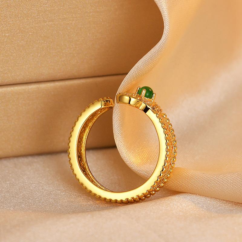 Retro National Style Court Ancient Method Inlaid Ruyi Ring National Style Filigree Gold Hollow Light Luxury Ring Niche Design