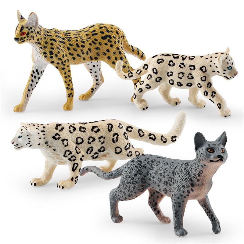 Simulation Wild Forest Animal Leopard Model Snow Leopard African Serval Leopard Cat Static Ornament Toy