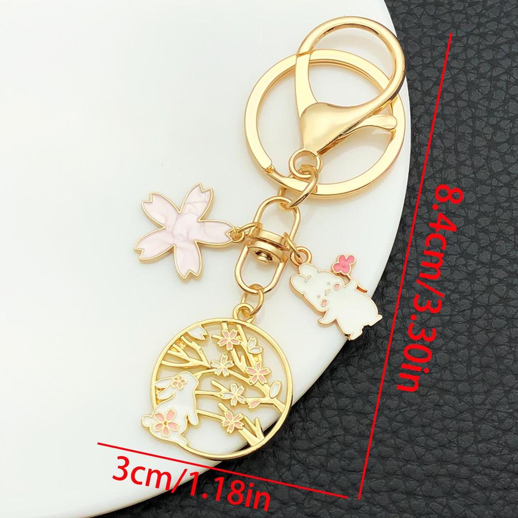 Cartoon Mid-Autumn Pink Bow Rabbit Keychain Pendant