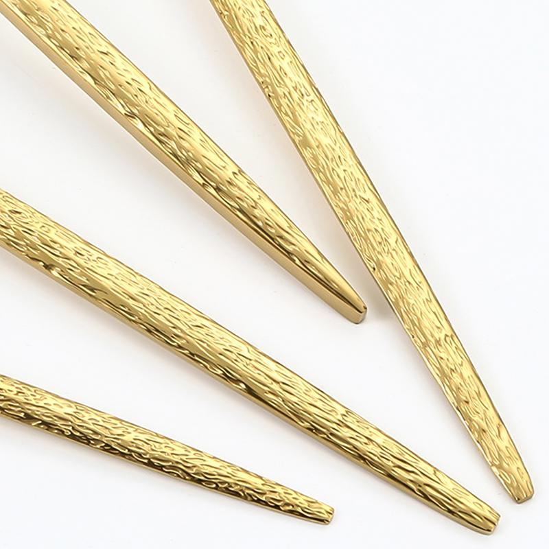 30pcs Gold hammered cutlery set, stainless steel steak cutlery, coffee spoon, teaspoon cutlery, dishwasher safe, beautiful
