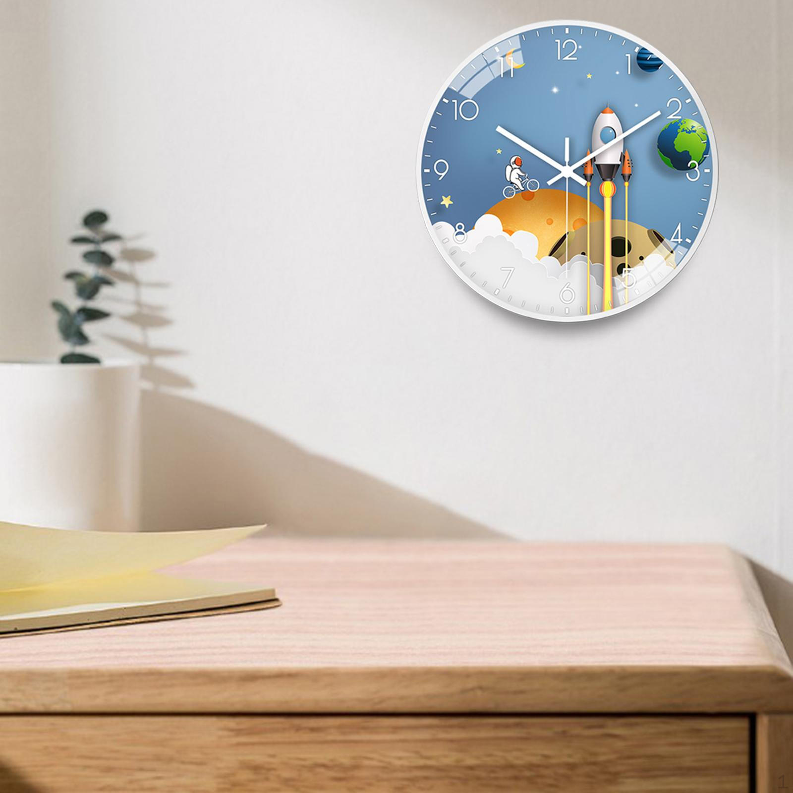 

Astronaut Wall Non Ticking Decorative Modern Analog for Bedroom Study Room Style C