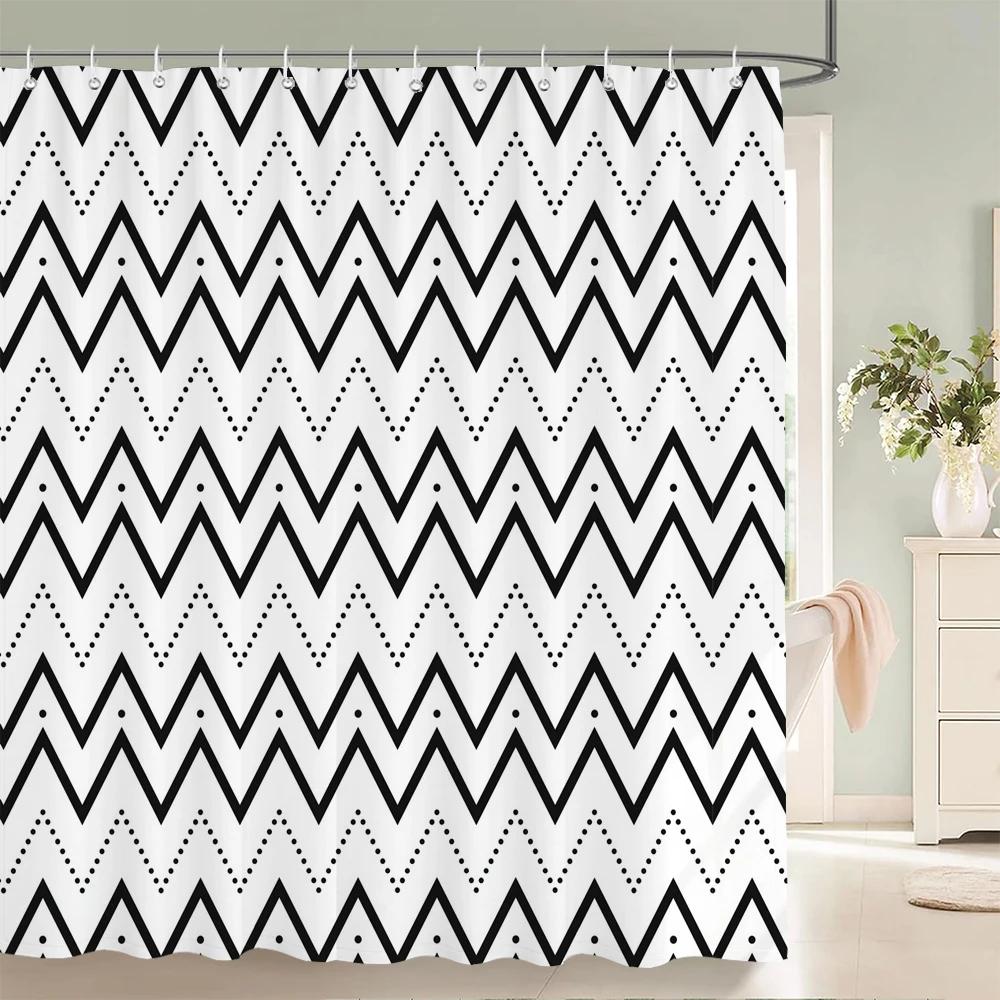 1 Pc Abstract Geometric Shower Curtains Bathroom Polyester Bath Curtains Printing Boho Shower Curtain Decor With Hooks Curtain