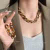 Geometric Chain Leopard Print Necklace Autumn and Winter Simple High-end Clavicle Chain Personalized Retro Fashion Temperament Jewelry
