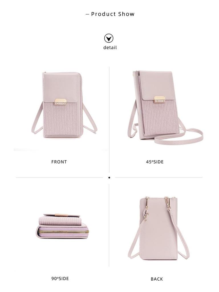 2025 Trendige koreanische Damen-Umhängetasche – Schlichtes Verschlussdesign & Handyhalter