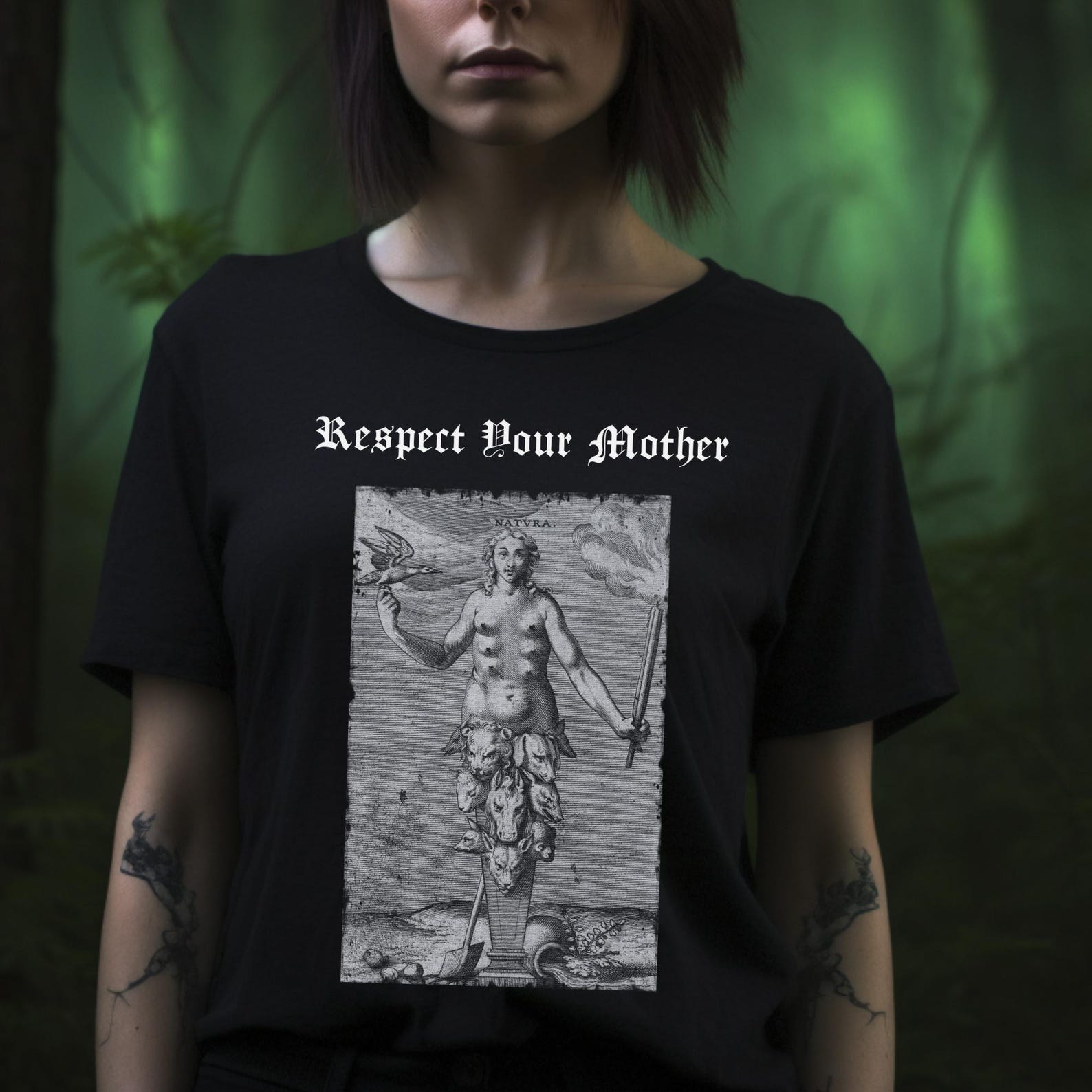 Mother Nature Graphic Tee, Respect Your Mother, Alchemy Print Unisex Top XL