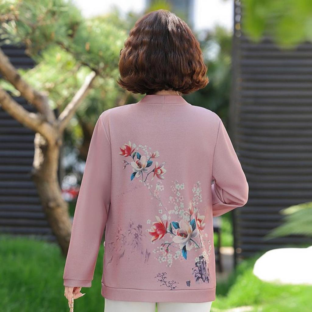 Chic Floral Embroidery Cardigan Set for Middle-Aged & Elderly Women - Spring/Summer Collection