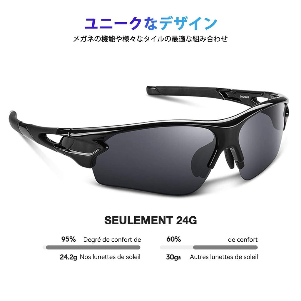 Sports Polarized Ultra TR90 TAC UV Unisex Glossy Black [BEACOOL] Sunglasses, Lenses, Baseball, Running, Cycling, Climbing, Fishing, Driving, Golf,